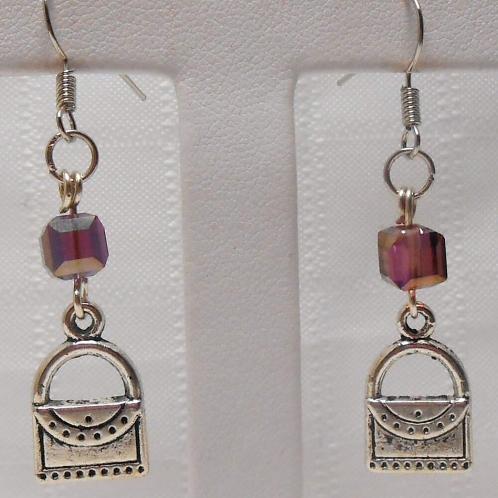 No591 Handmade earrings with Tibetan silver charms and glass beads